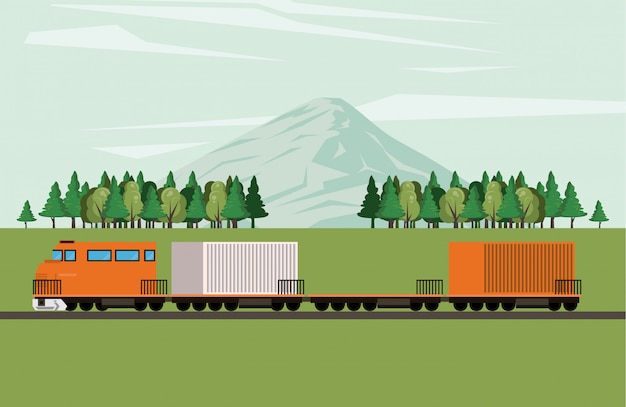 Free vector transportation merchandise logistic cargo train cartoon