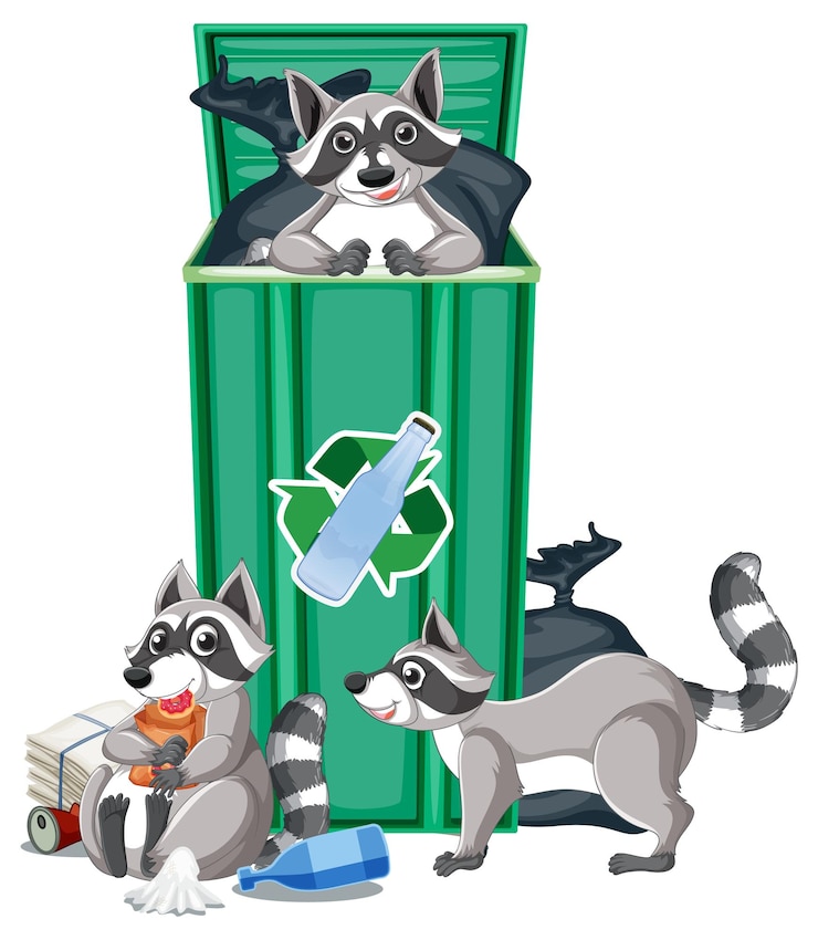 Free Vector trashcan full of dirty bags and plastic
