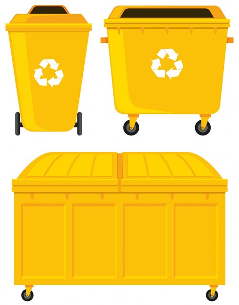 Trashcans in three different designs