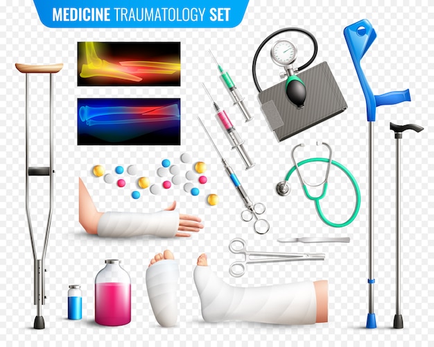 Vettore gratuito set di strumenti medici trauma