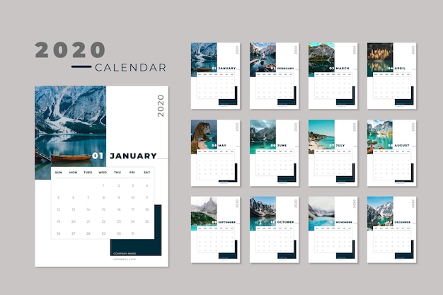 Шаблон календаря Travel 2020