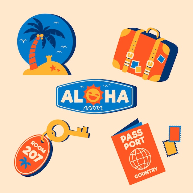 Free vector travel 70s style sticker collection