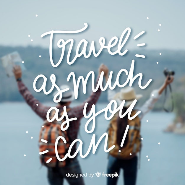 Free vector travel and adventure lettering with photo