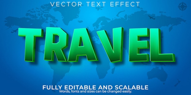 Free vector travel adventure text effect, editable world and journey text style