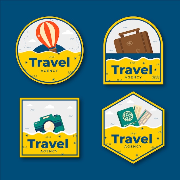 Travel agency business labels collection