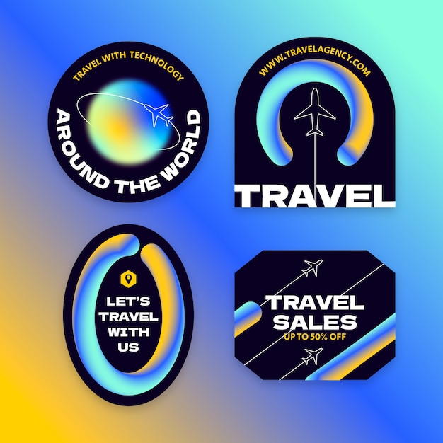 Free vector travel agency business labels collection