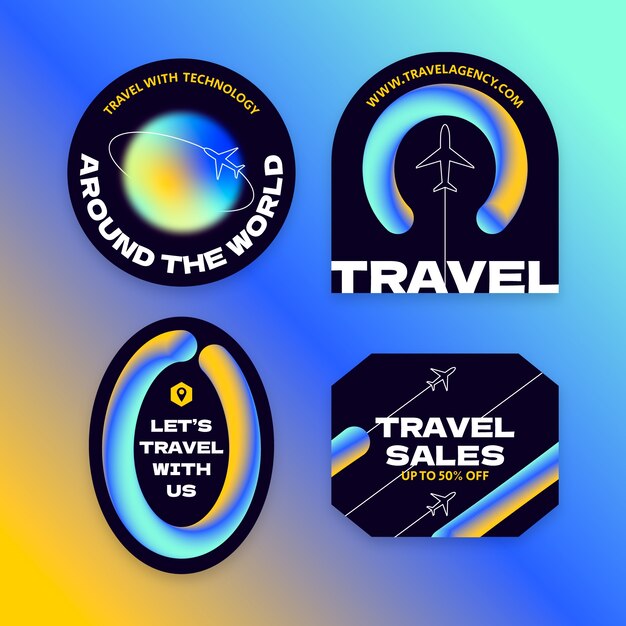 Travel agency business labels collection