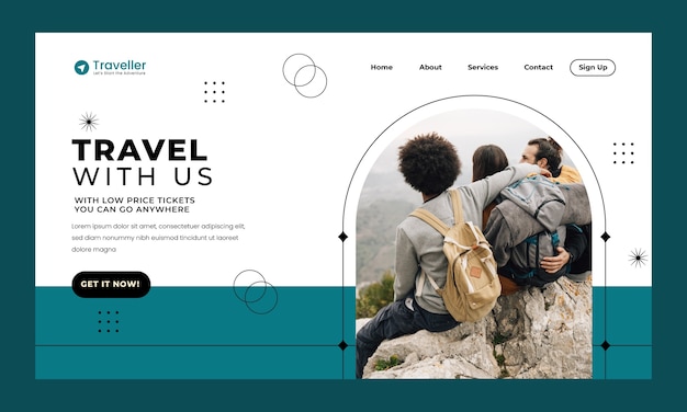 Free vector travel agency business landing page template