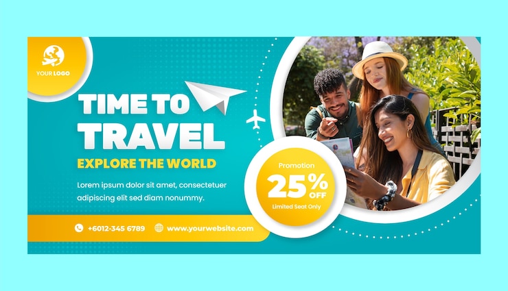 मुफ़्त वेक्टर travel agency business sale banner template