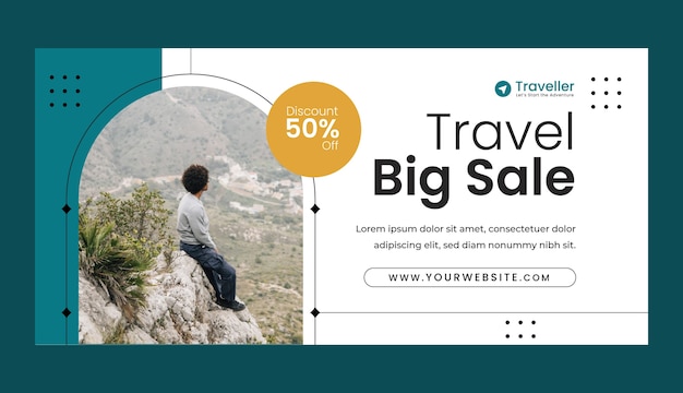Travel agency business sale banner template