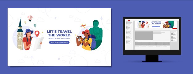 travel agency youtube channel art template