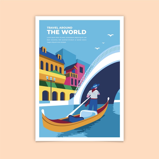 Free vector travel around the world colorful poster