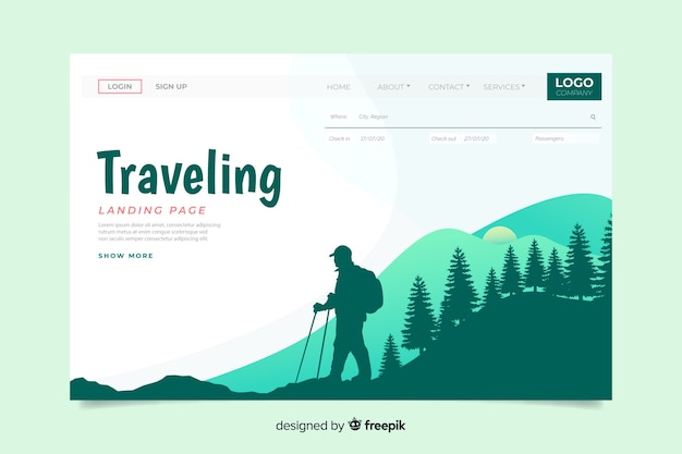 Free vector travel around the world landing page