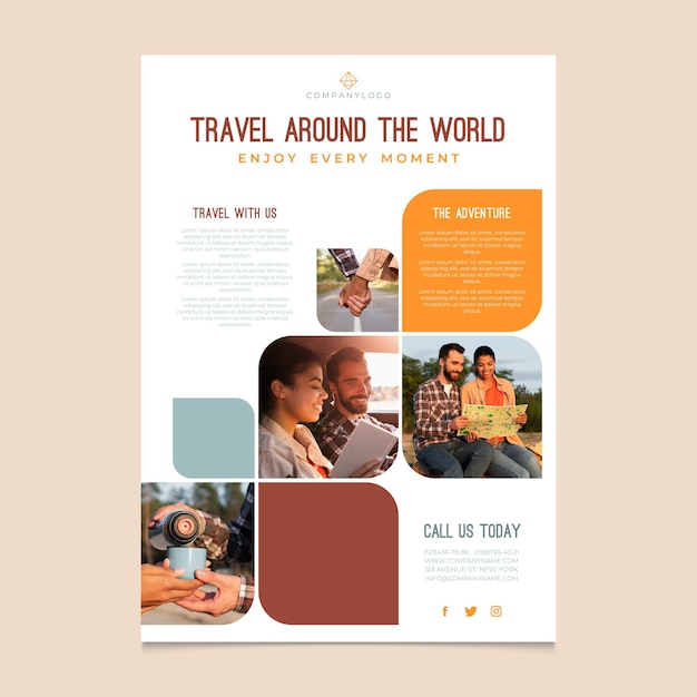 Travel around the world poster Free Vector