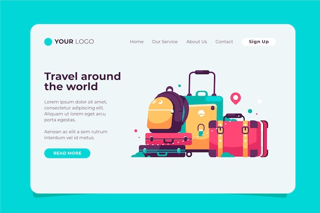 Vettore gratuito viaggia attraverso la landing page del turismo mondiale