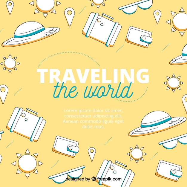 Travel background in flat style