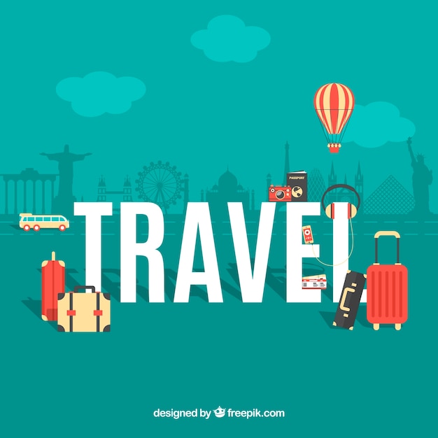 Travel background in flat style