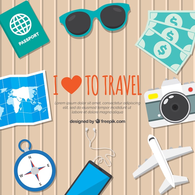 Free vector travel background in flat style