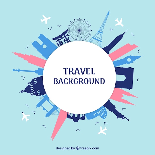 Travel background in flat style