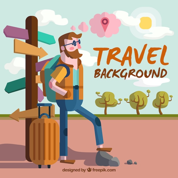 Free vector travel background in flat style