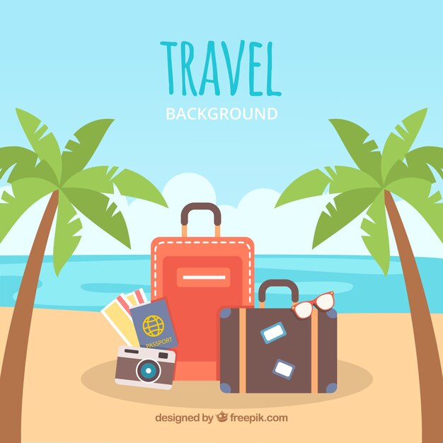 Travel background in flat style