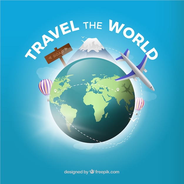 Free vector travel background in realistic style