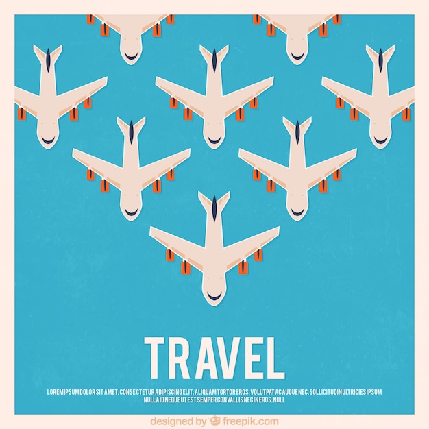 Travel background with airplanes