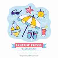 Free vector travel background with beach elements