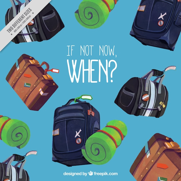Free vector travel background with decorative suitcases