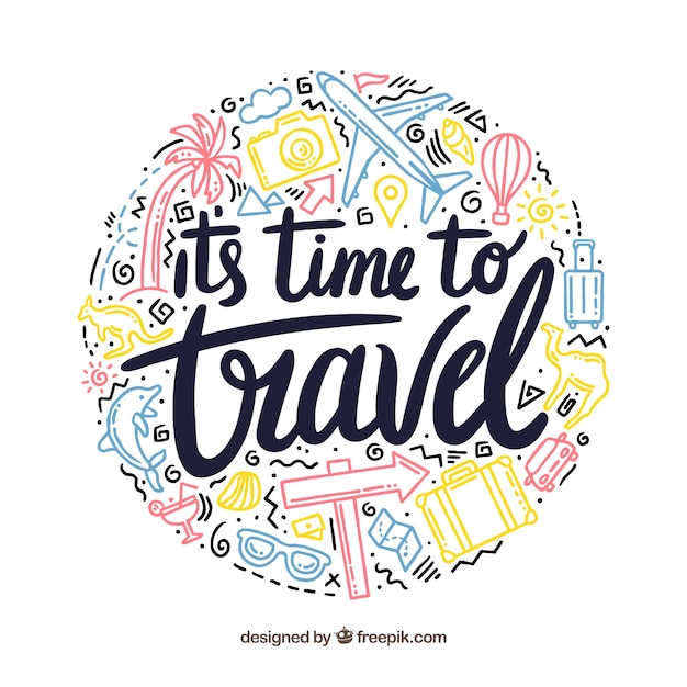 Free vector travel background with lettering