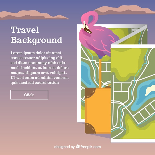 Travel background with map and suitcase