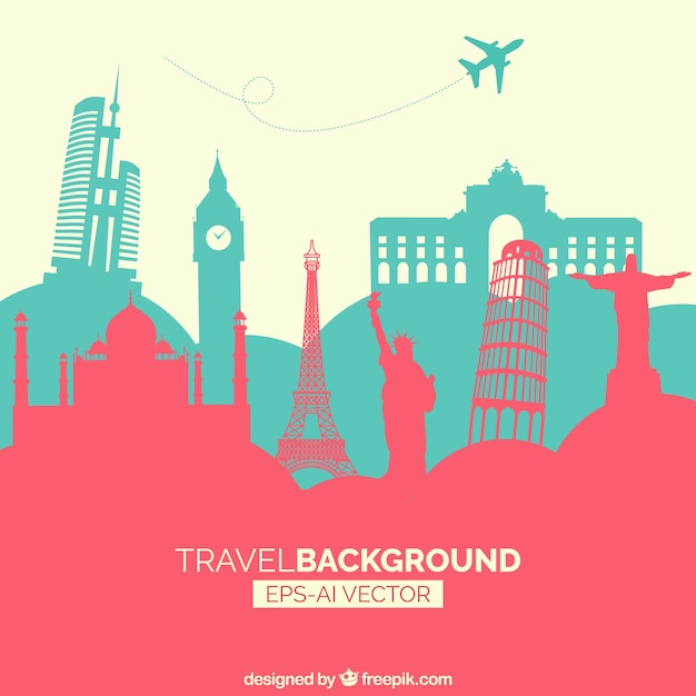 Free vector travel background with monuments