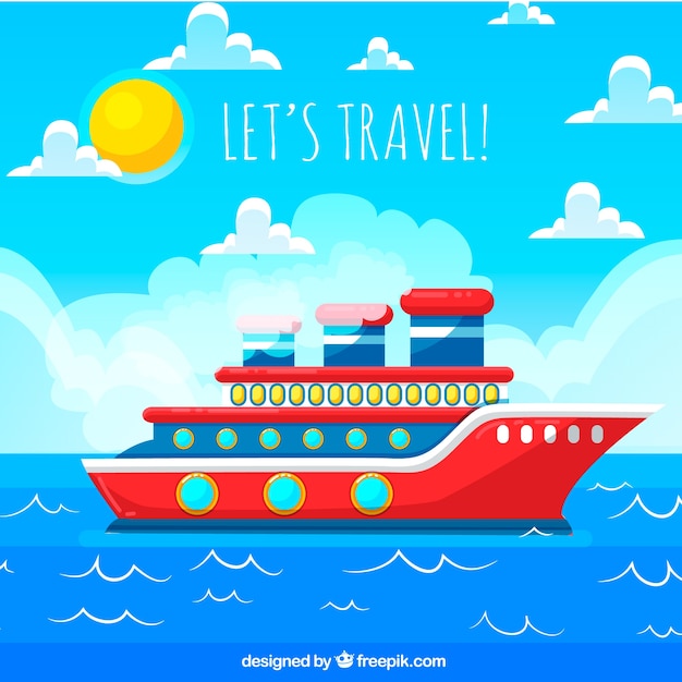 Free vector travel background with ship