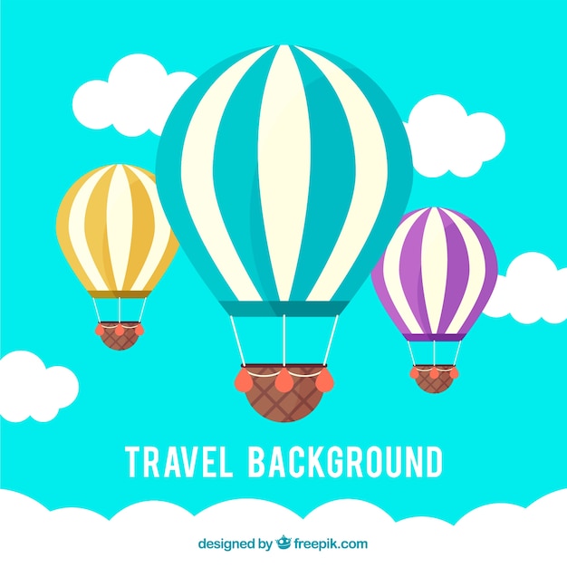 Travel background with three balloons