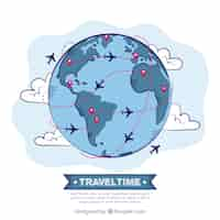 Free vector travel background with world