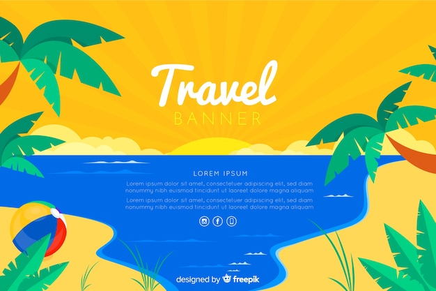 無料ベクター 旅行バナーテンプレートフラットデザイン