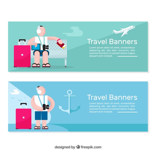 Travel banner with character