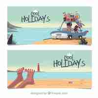 Free vector travel banners in flat style