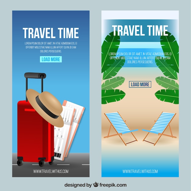 Free vector travel banners in realistic style