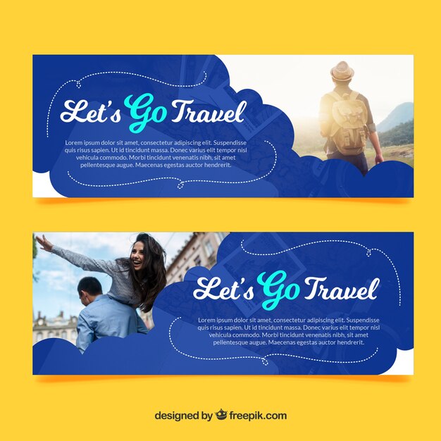 travel banners with destination photography