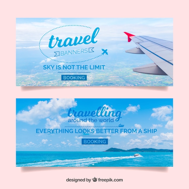 Travel banners with destination