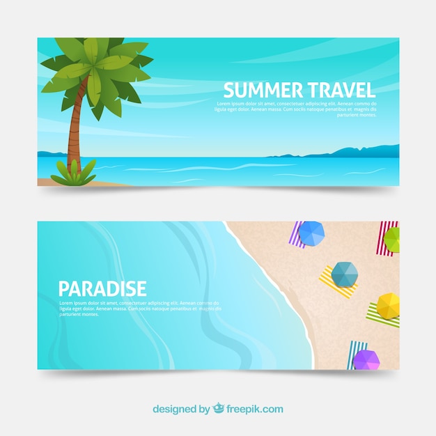 Travel banners with destination