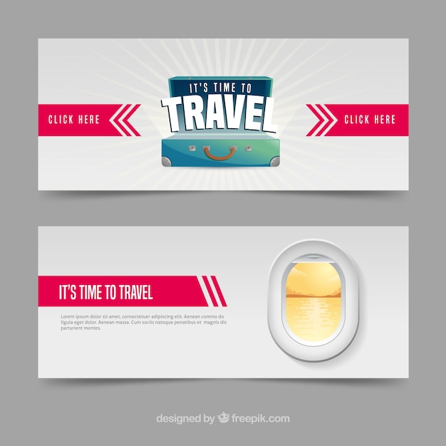 Travel banners with destination