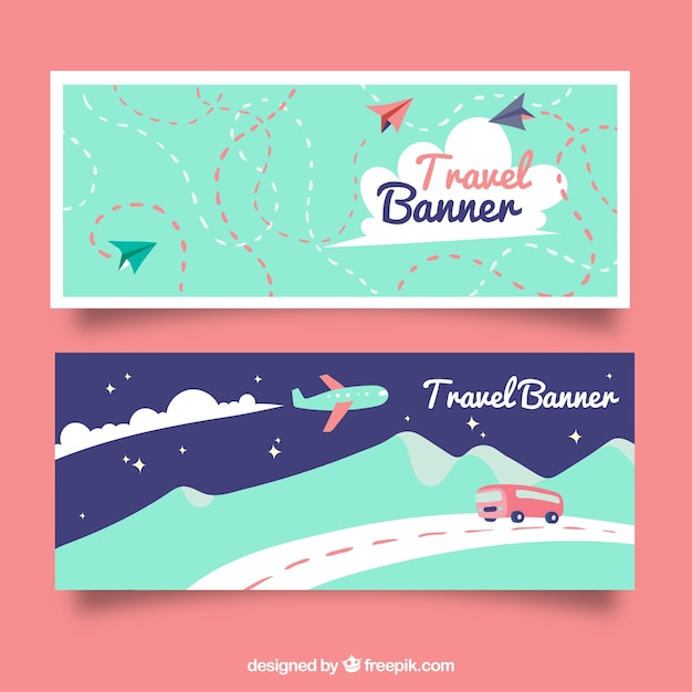 Travel banners with destination – Free vector templates for download