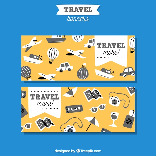 Free vector travel banners with elements