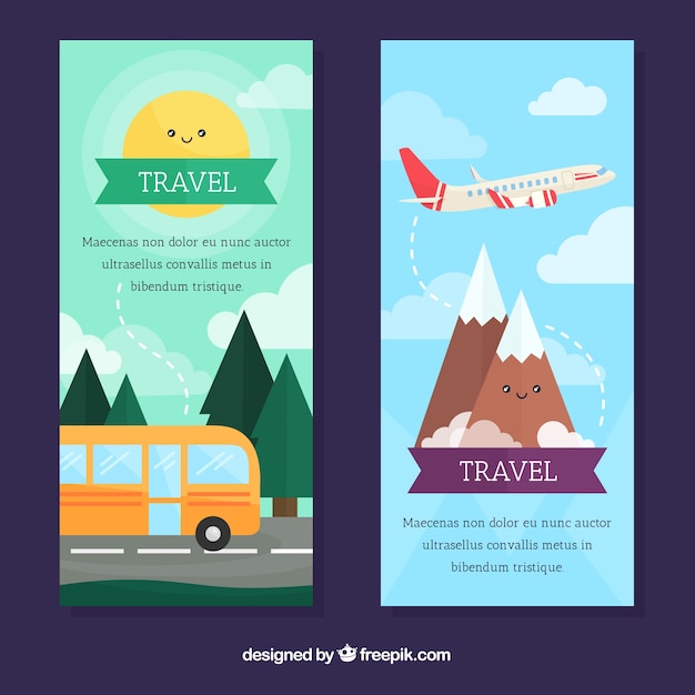 Free vector travel banners with flat design