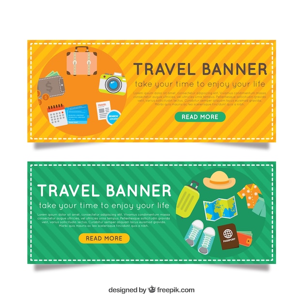 Travel banners with flat design