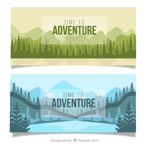 Free vector travel banners with flat design