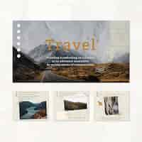 Free vector travel blog website template set