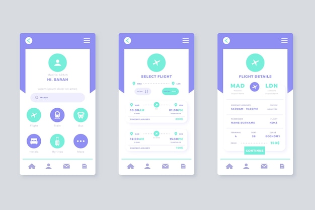 Travel booking app concept